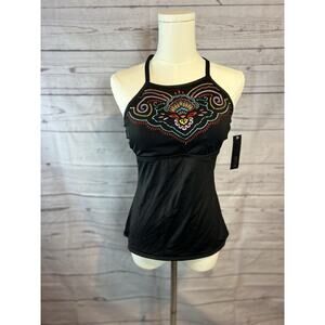 Apt. 9 Embroidered Boho Aztec Multicolor Swim Top NWT Size Medium Cross Back